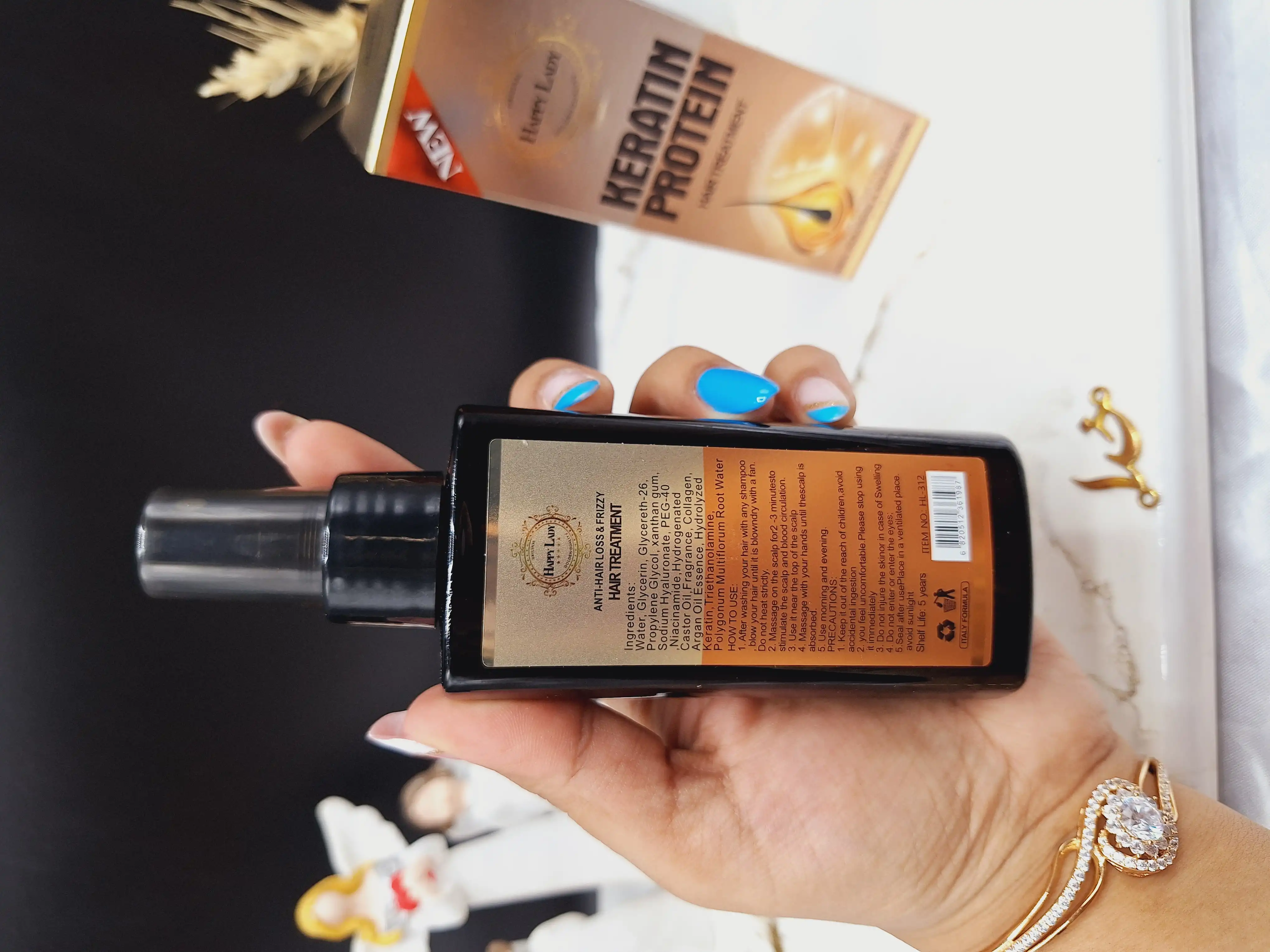 سرم ضد ریزش و درمان کننده مو کراتین و پروتئین هپی لیدی HAPPY LADY کد HL_312