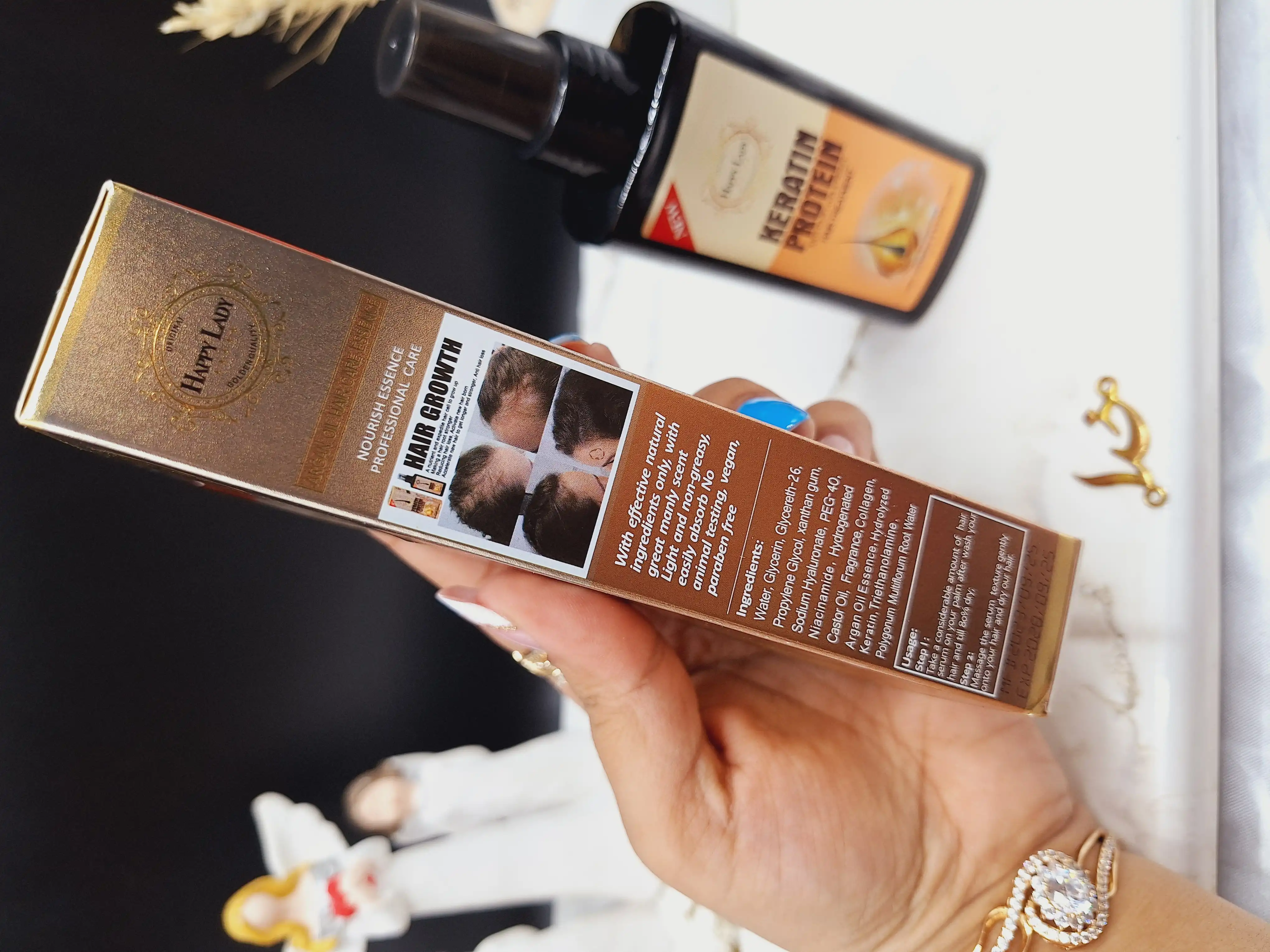 سرم ضد ریزش و درمان کننده مو کراتین و پروتئین هپی لیدی HAPPY LADY کد HL_312