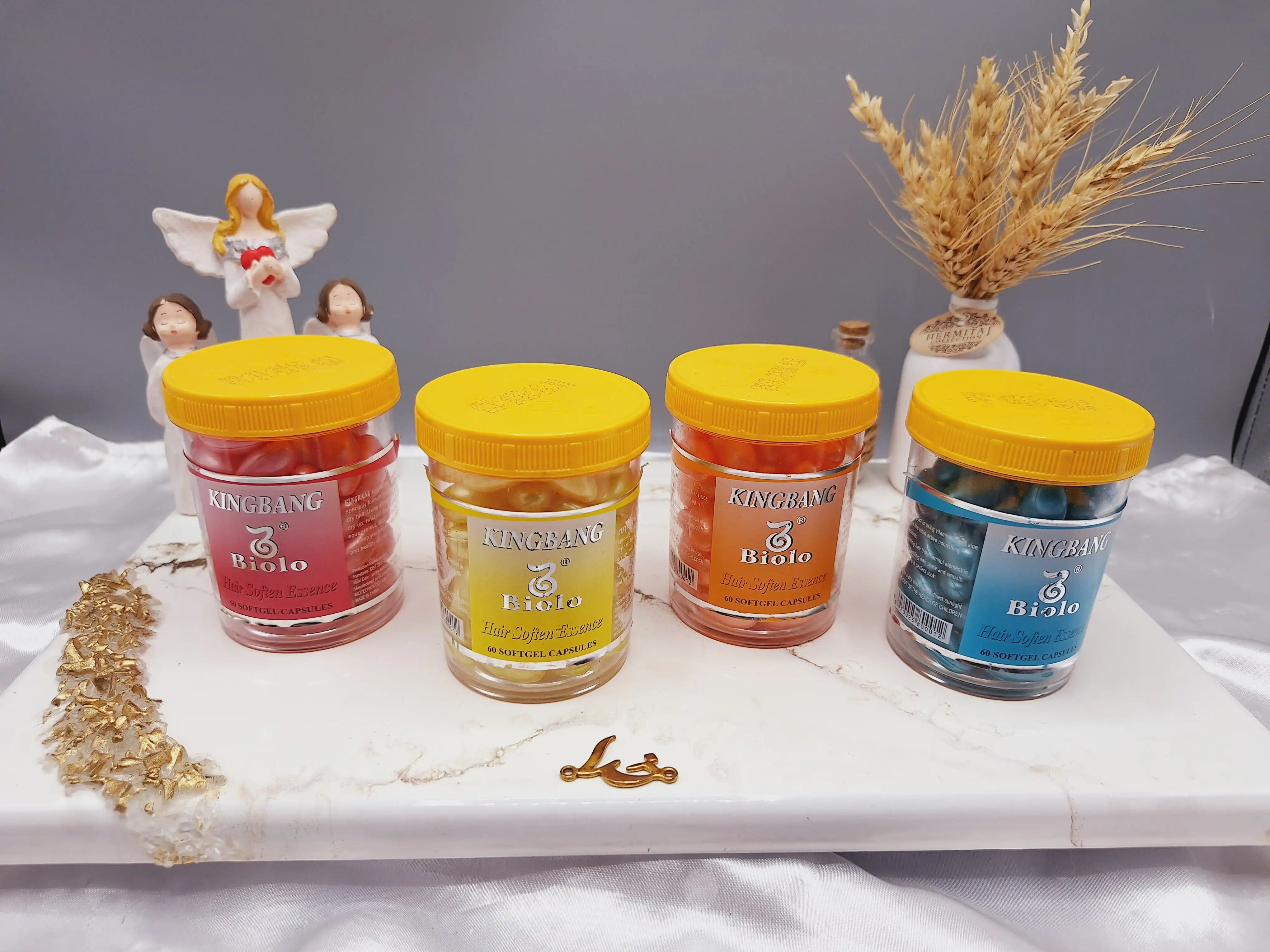 کپسول تقویت کننده مو کینگ بنگ مدل کراتین کد Biolo حجم 60 میلی لیتر بسته 60 عددی کد 800012