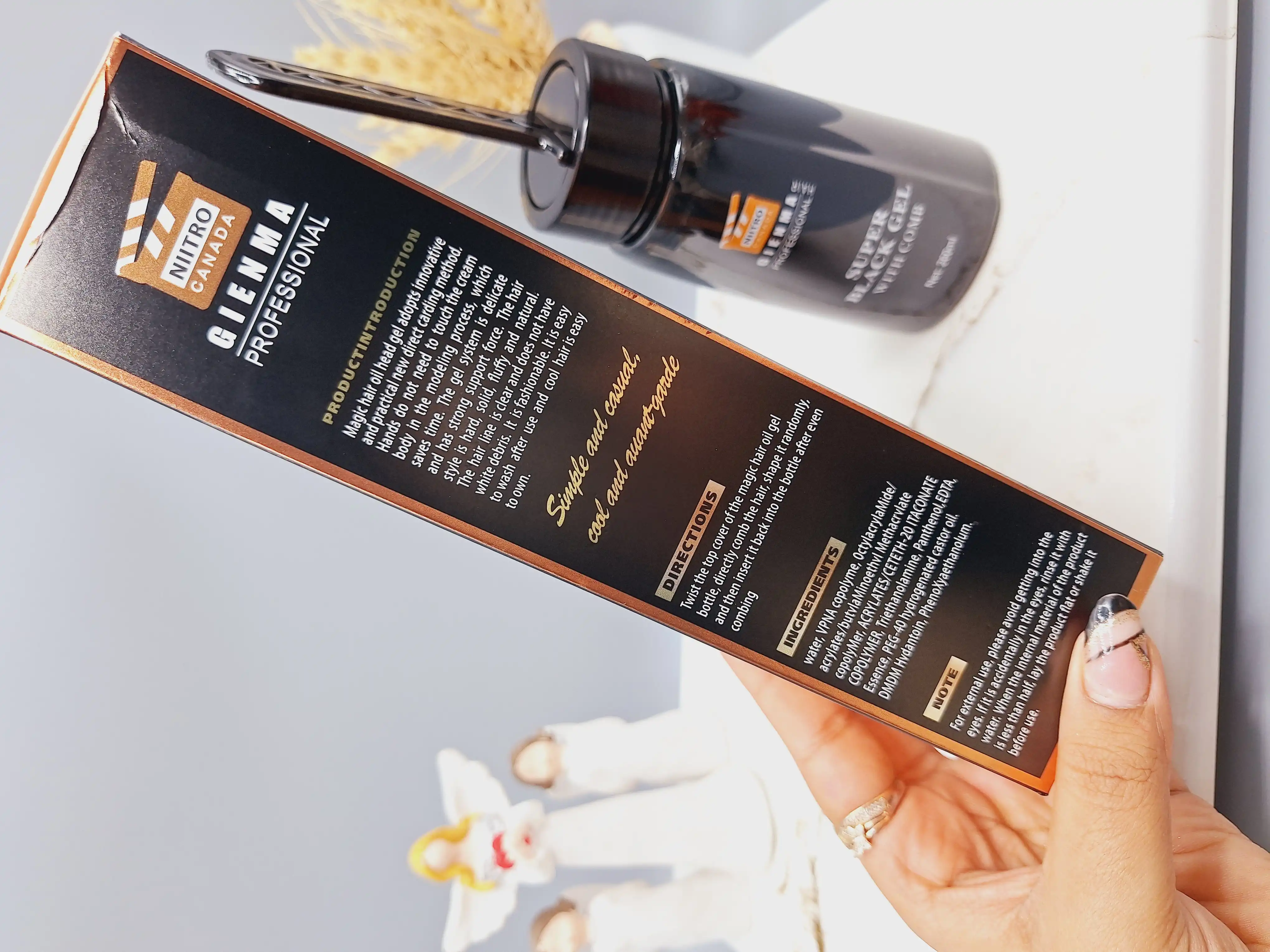 ژل فوق العاده سیاه با شانه حرفه ای نیترو کد 2538