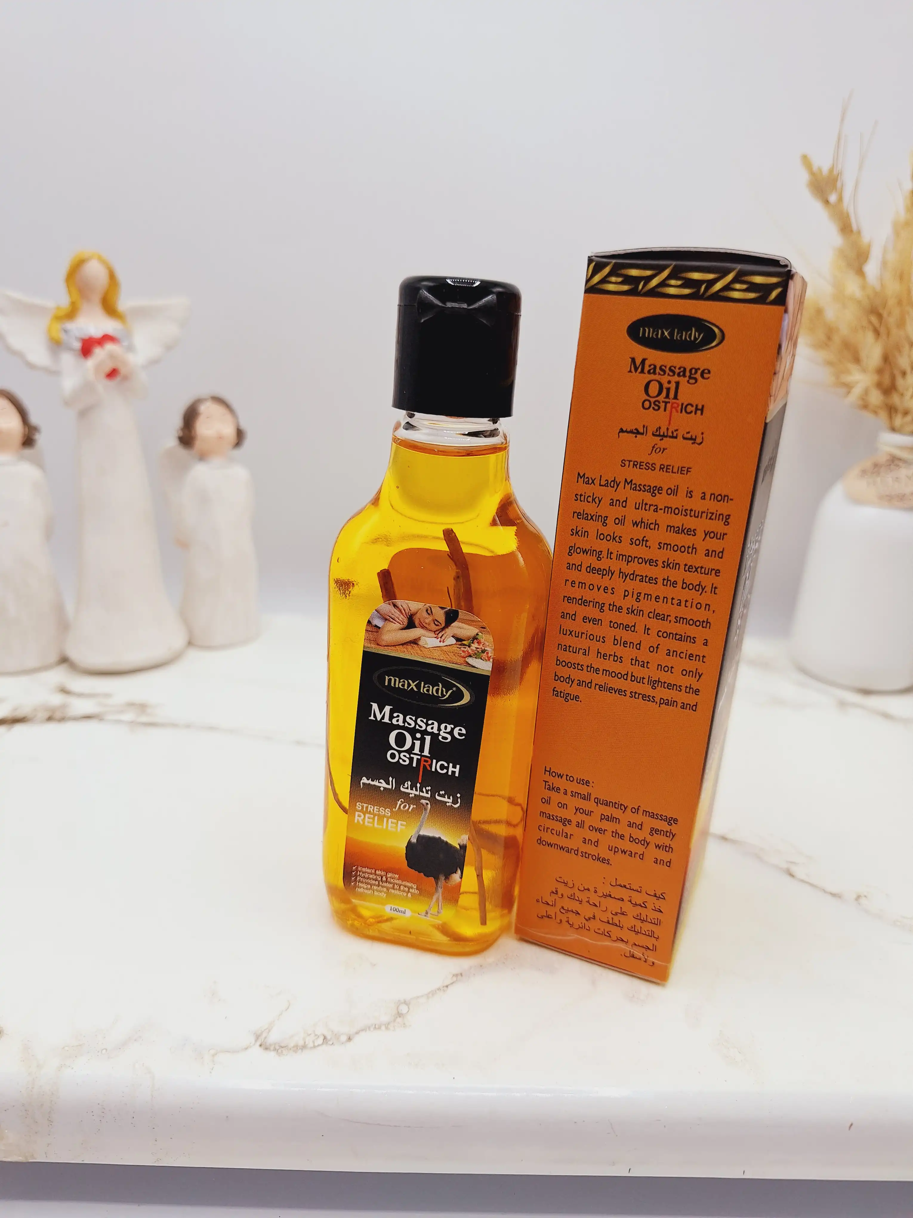 روغن ماساژ و تسکین دهنده درد عضلانی عصاره روغن شتر مرغ برند مکس لیدی کد 2947