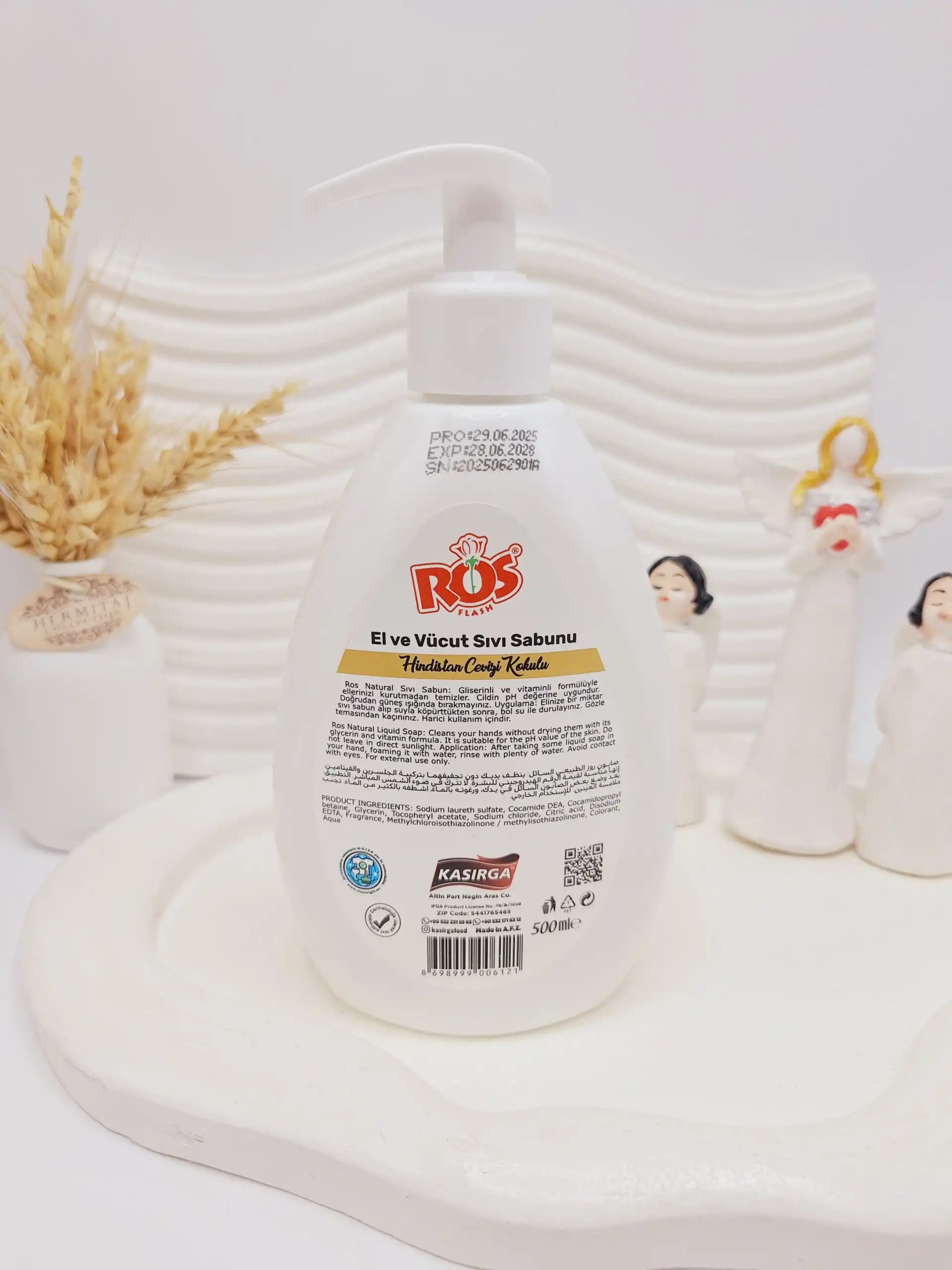 مایع صورت و بدن با رایحه نارگیل و توت فرنگی  حجم 500 میل برند ROS کد 6121