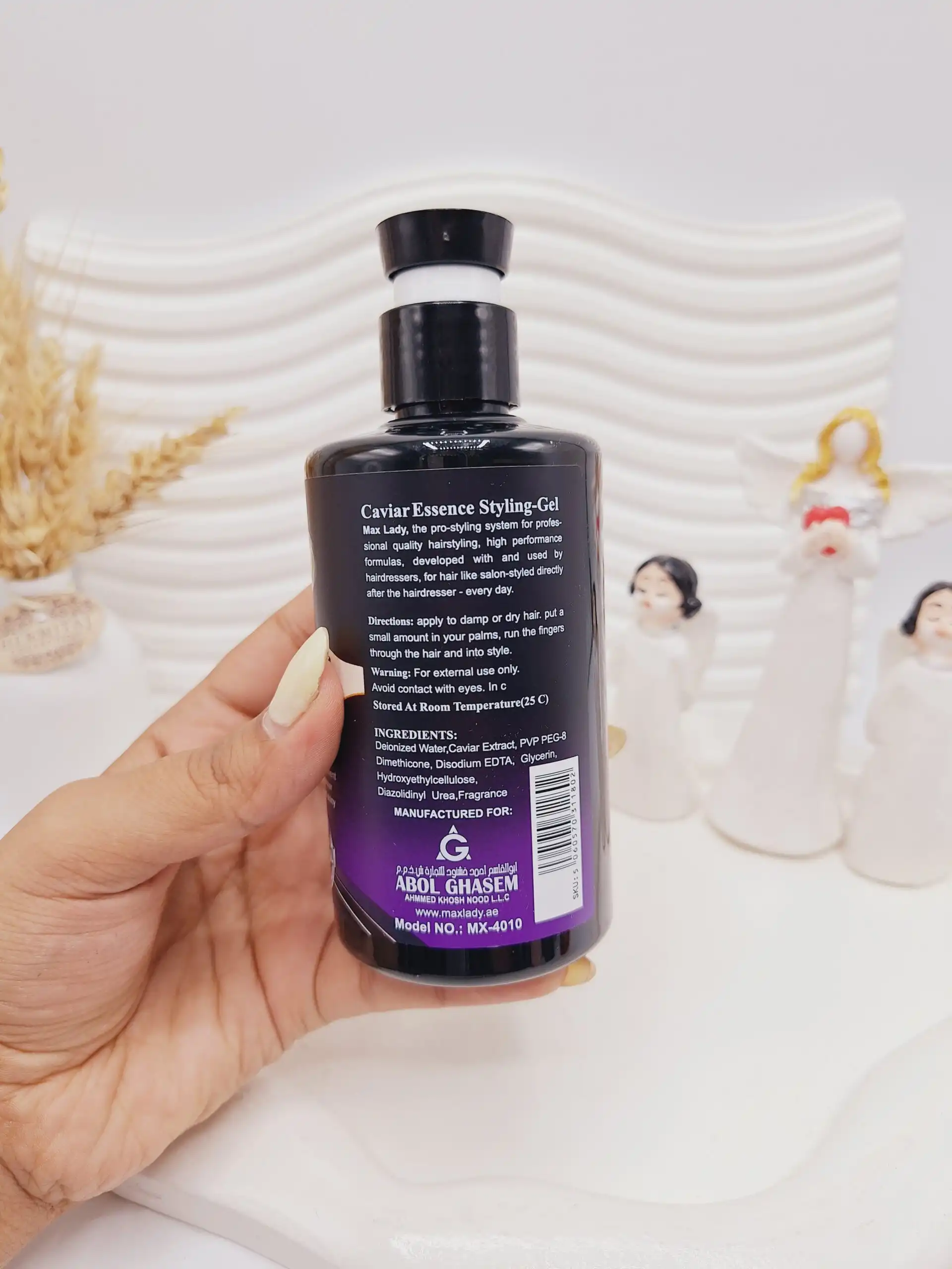 ژل مو حالت و براق کننده مو با عصاره خاویار برند max lady حجم 260 میل کد 1802