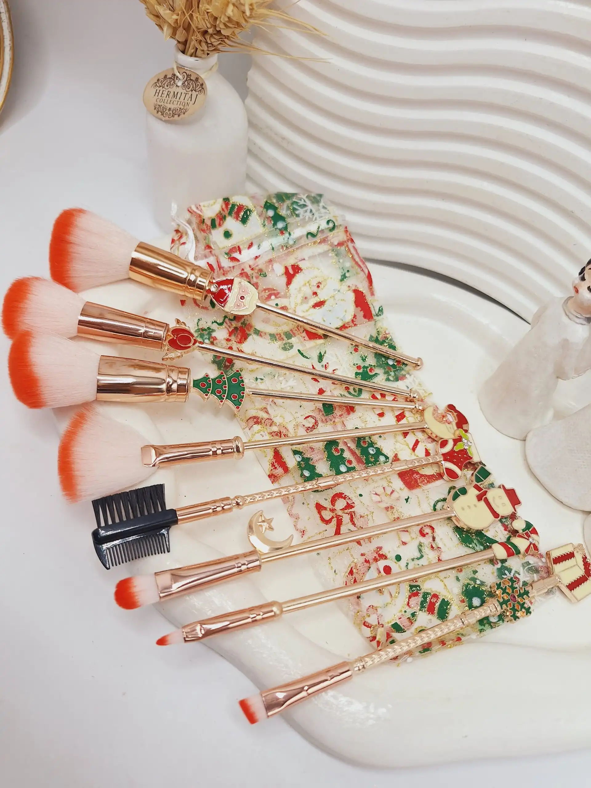 ست براش 8 تایی فلزی طرح کریسمس