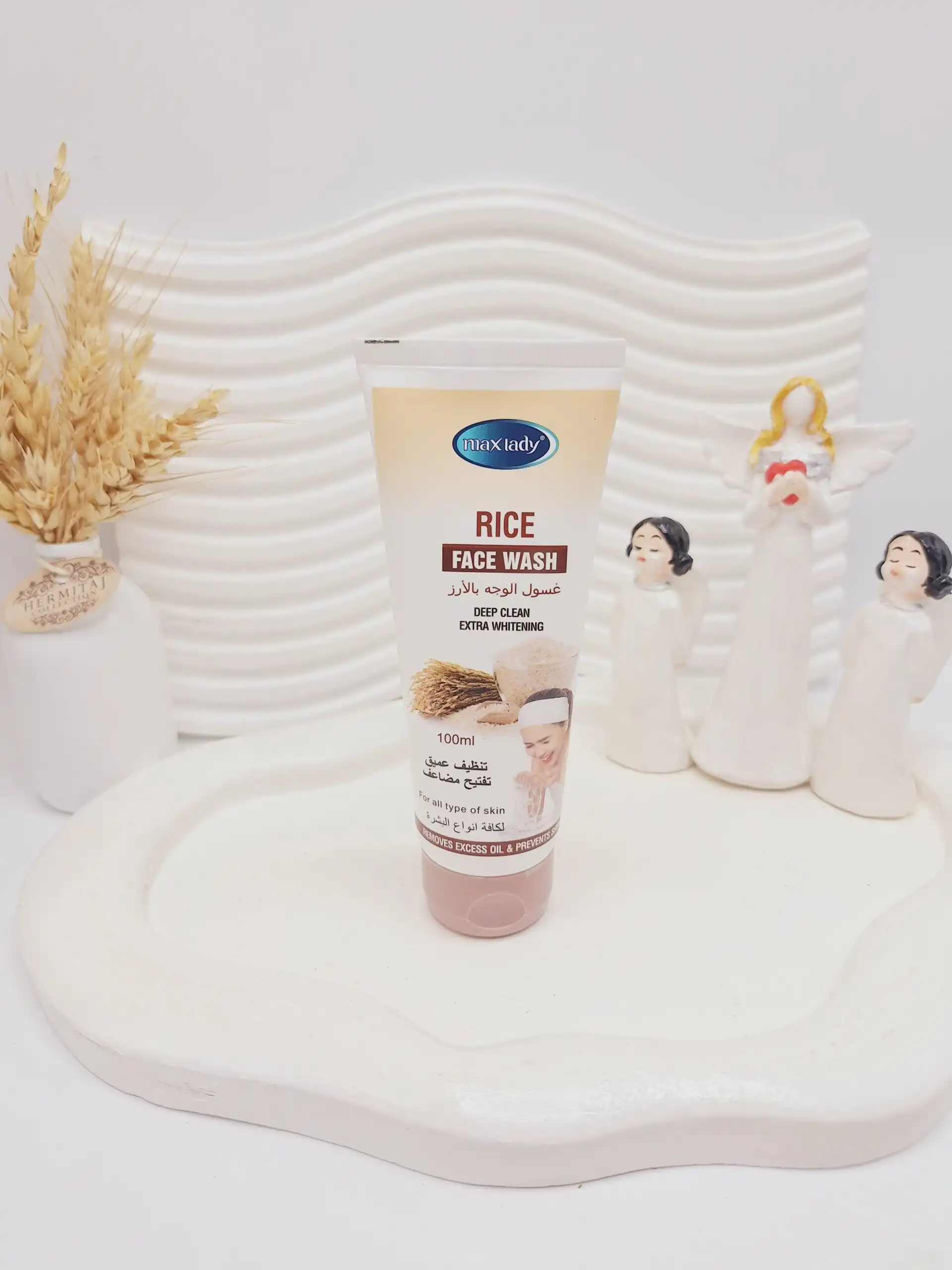 فیس واش صورت برنج مخصوص روشنایی و جوانسازی پوست مکس لیدی