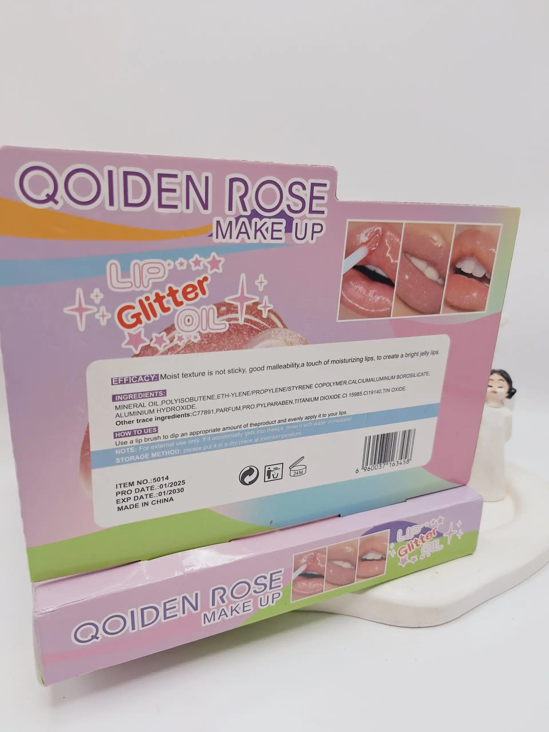 لیپ گلاس آویز دار QOIDEN ROSE کد 5014