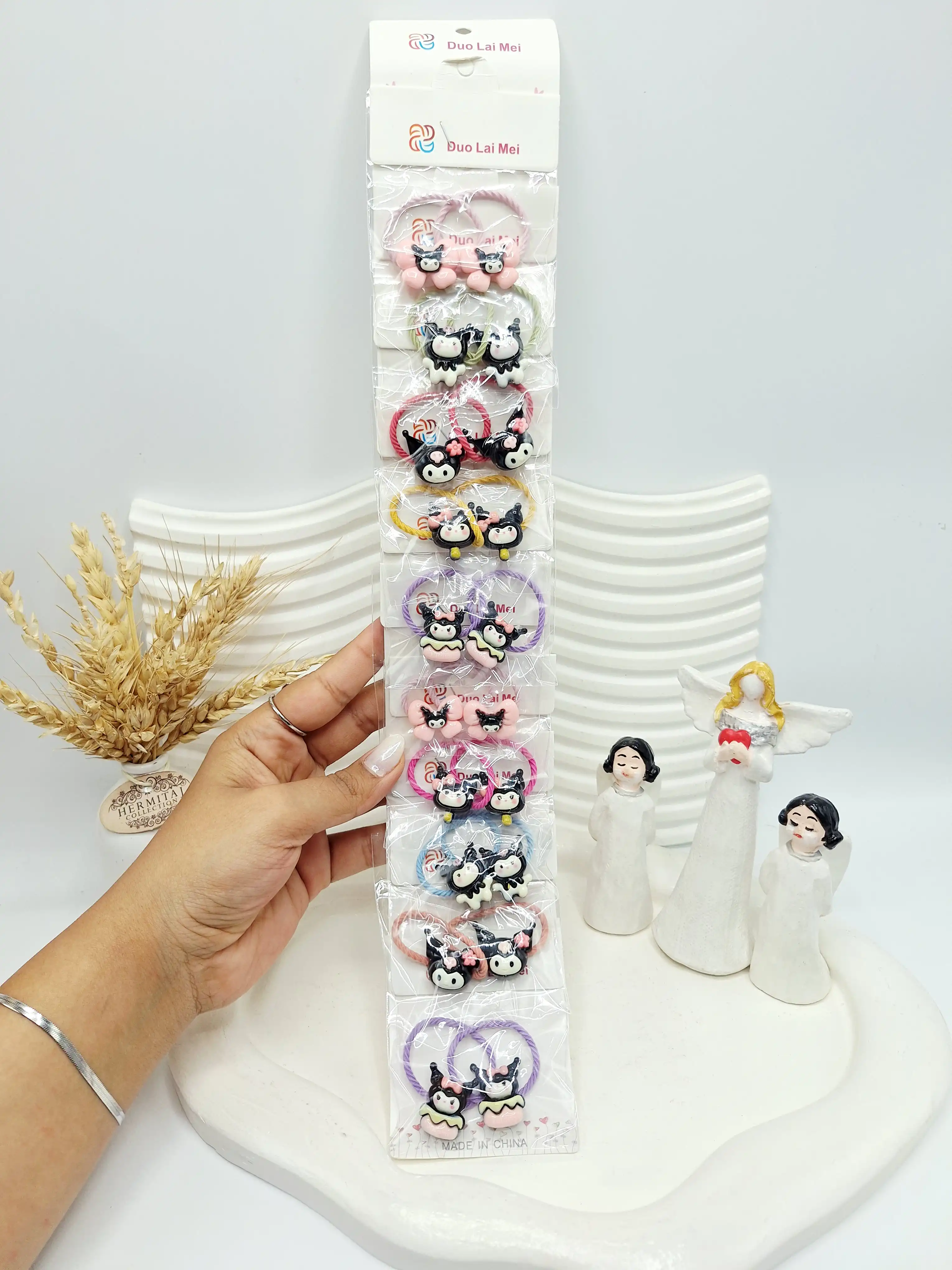 ست 10 تایی کش مو 2 تایی طرح کرومی مشکی