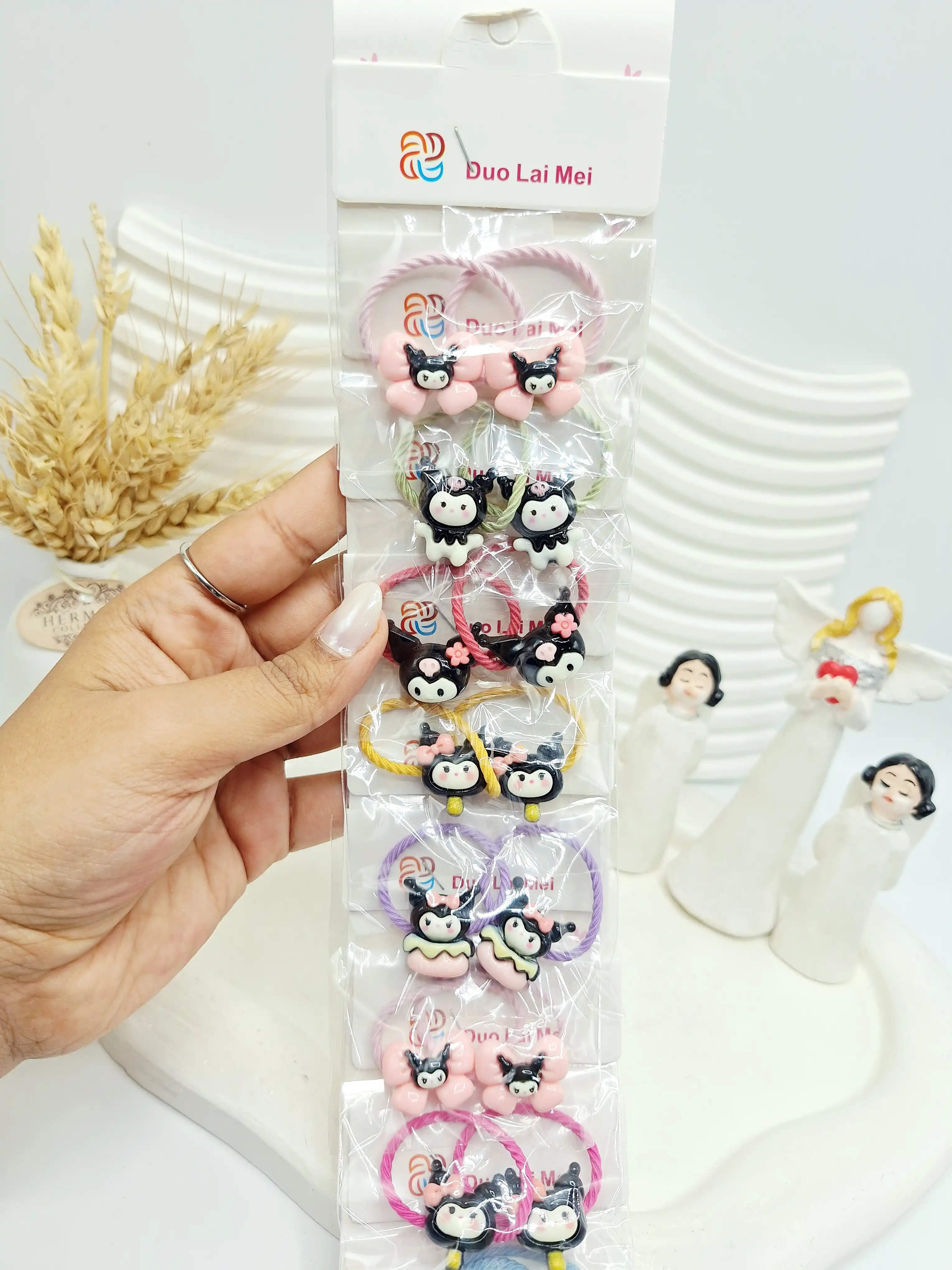 ست 10 تایی کش مو 2 تایی طرح کرومی مشکی