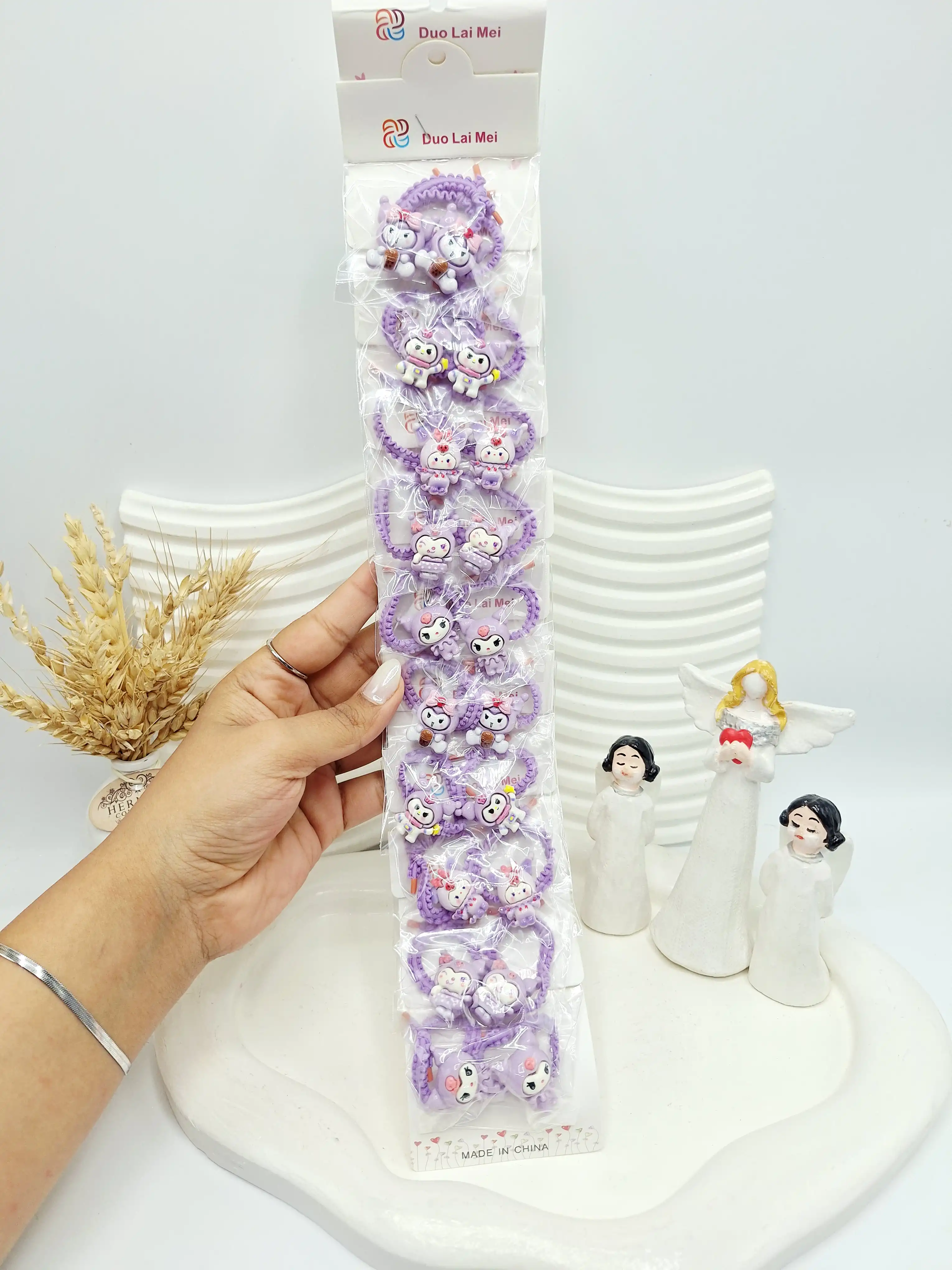 ست 10 تایی کش مو 2 تایی بنفش طرح کرومی بنفش